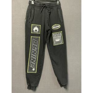 8&9 MFG Pants Mens Small Black Build Destroy Streetwear Joggers Patch Sweatpants